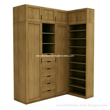 Solid Oak & Oak Veneer L Shape Wardrobe Finished with Linseed Oil